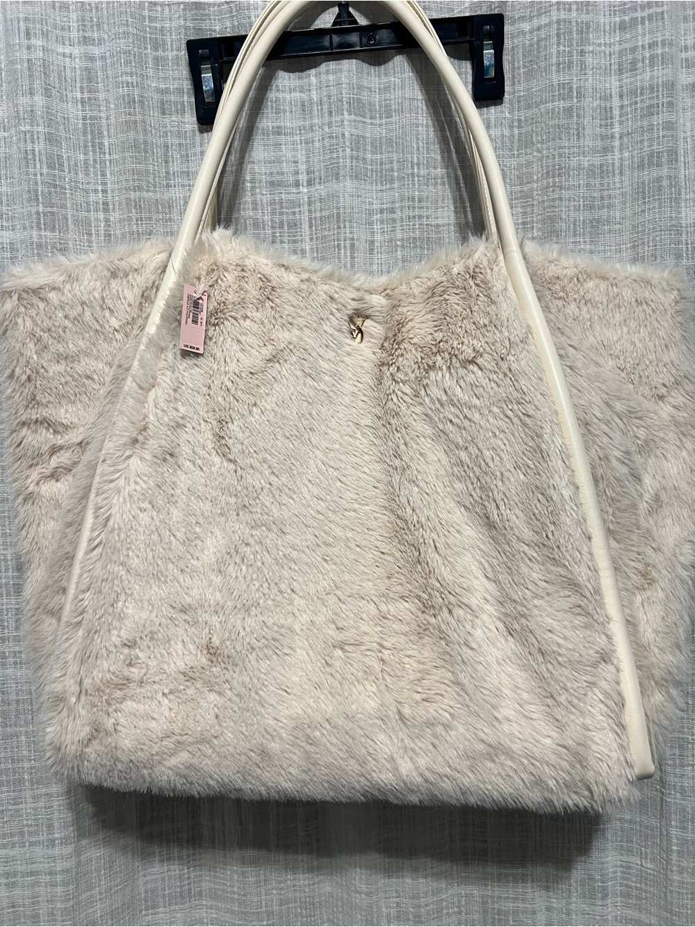 Victoria's Secret Cream Faux Fur Tote Bag